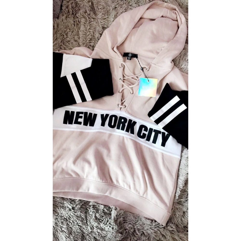 Missguided Oversized Slogan Lace Up Hoodie